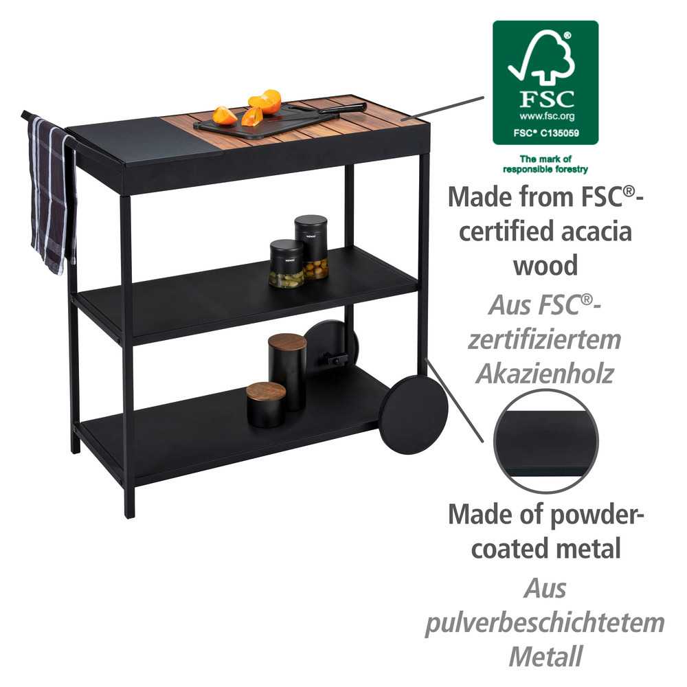 Servierwagen Miro mit FSC® zertifiziertem Akazienholz