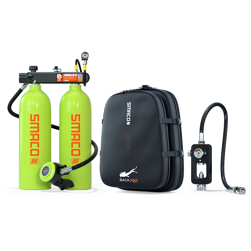 Smaco S700 MAX Doppelter Scuba Tauch Tank mit BackPro BCD für Unterwasser | Tauchausrüstung