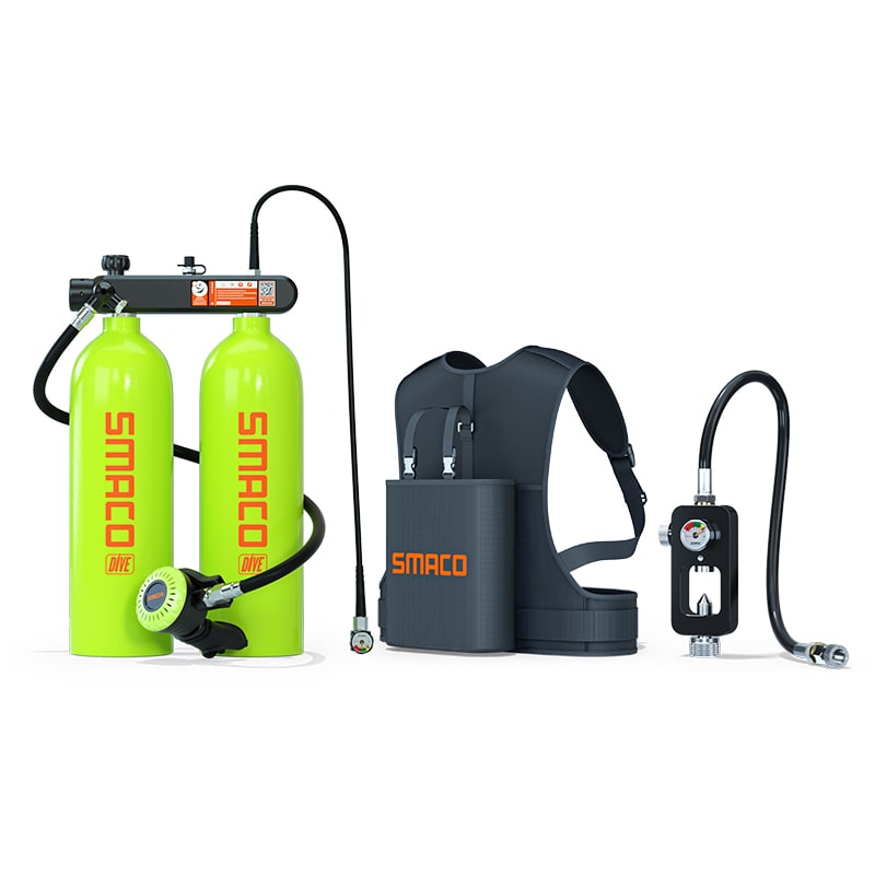 Smaco S700 MAX Doppelter Scuba Tauch Tank mit BackPro BCD für Unterwasser | Tauchausrüstung