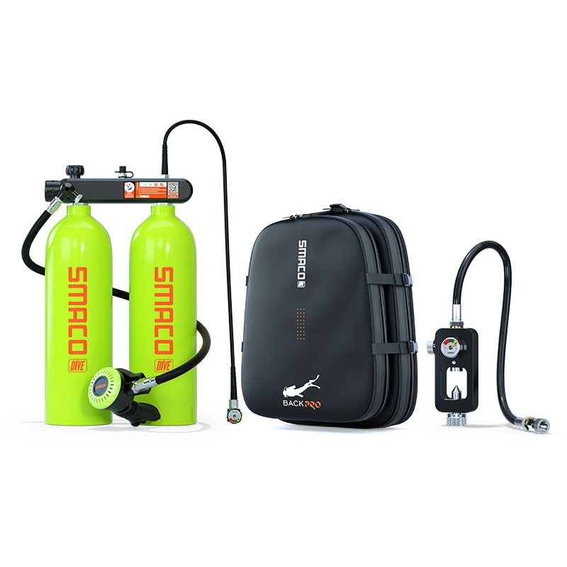 Smaco S700 MAX Doppelter Scuba Tauch Tank mit BackPro BCD für Unterwasser | Tauchausrüstung