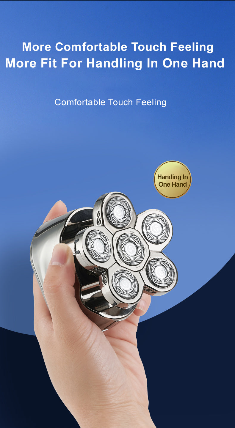 SilverShave™ - 6-in-1 Herrenrasierer - Wiederaufladbar & Wasserdicht - Für Glatze & Bart - SwissGadget