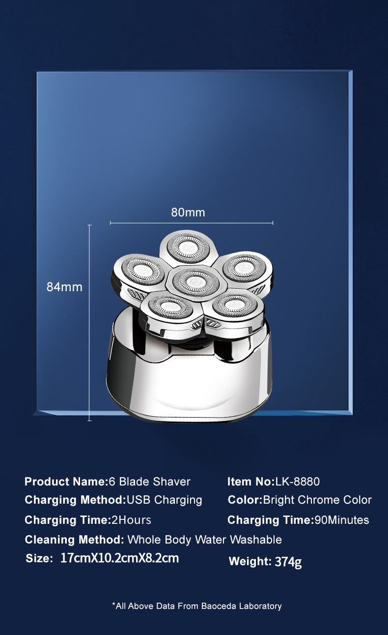 SilverShave™ - 6-in-1 Herrenrasierer - Wiederaufladbar & Wasserdicht - Für Glatze & Bart - SwissGadget