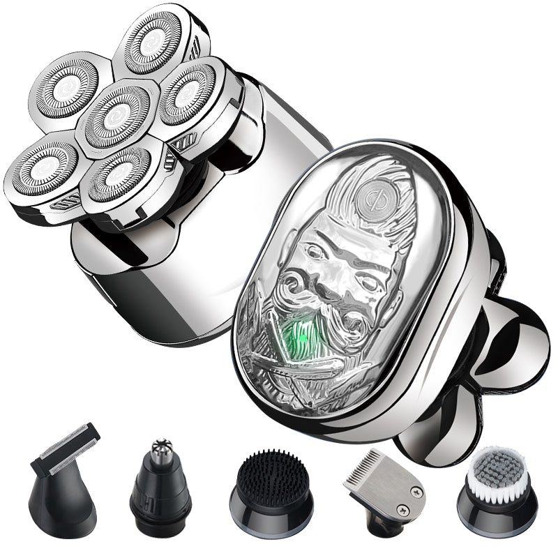 SilverShave™ - 6-in-1 Herrenrasierer - Wiederaufladbar & Wasserdicht - Für Glatze & Bart - SwissGadget