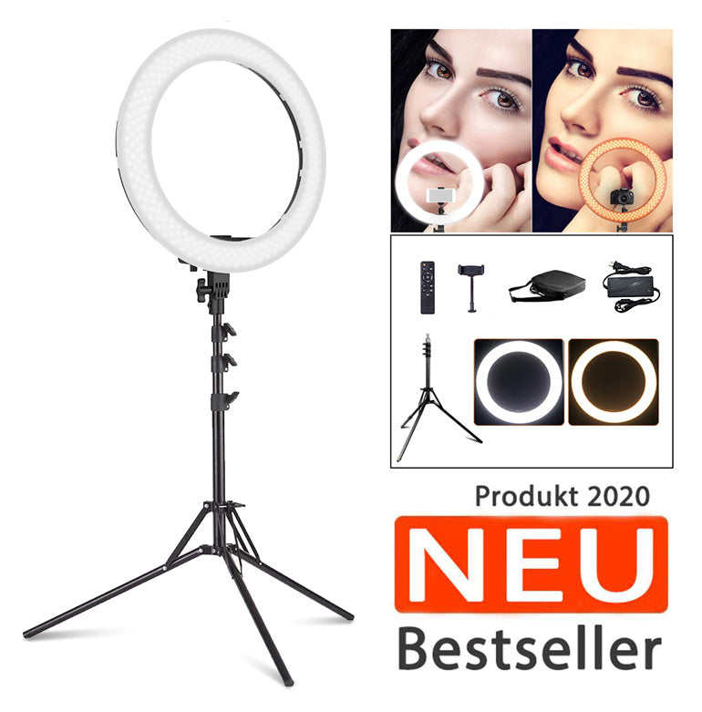 Ringleuchte 12" / 30,5 cm LED dimmbar - Tageslichtlampe mit Fernbedienung, Stativ und Auslöser - SwissGadget