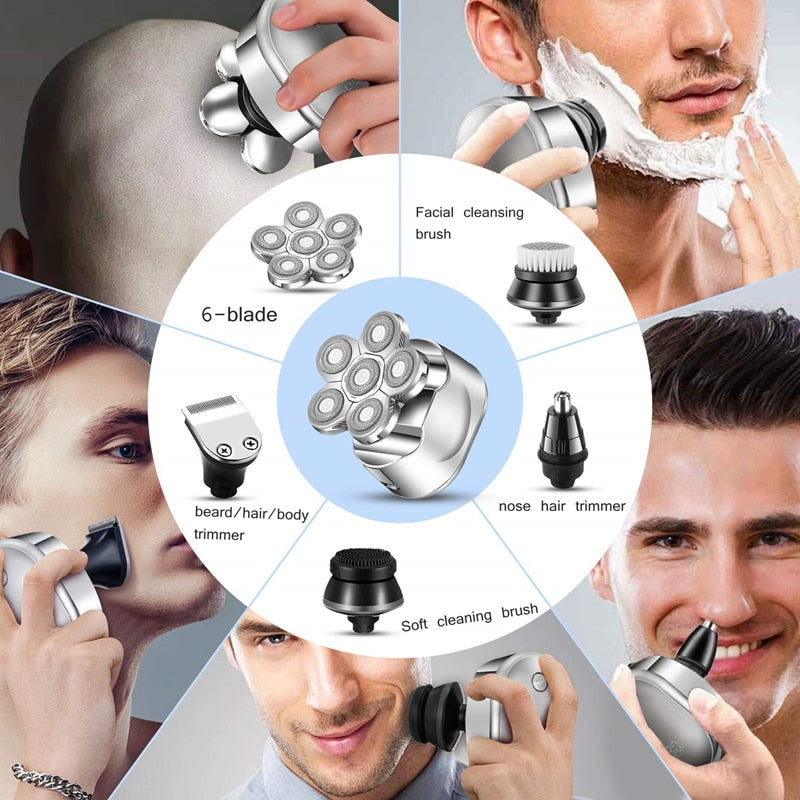 SilverShave™ - 6-in-1 Herrenrasierer - Wiederaufladbar & Wasserdicht - Für Glatze & Bart - SwissGadget