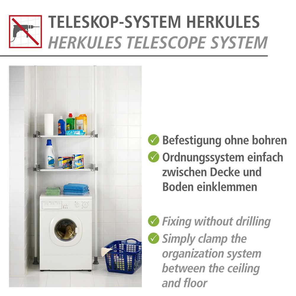 Teleskop-System Herkules Twin aus pulverbeschichtetem Metall