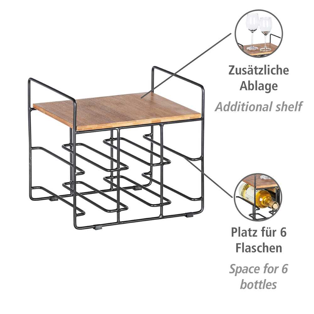 Weinregal Loft 6 Flaschen bamboo/black