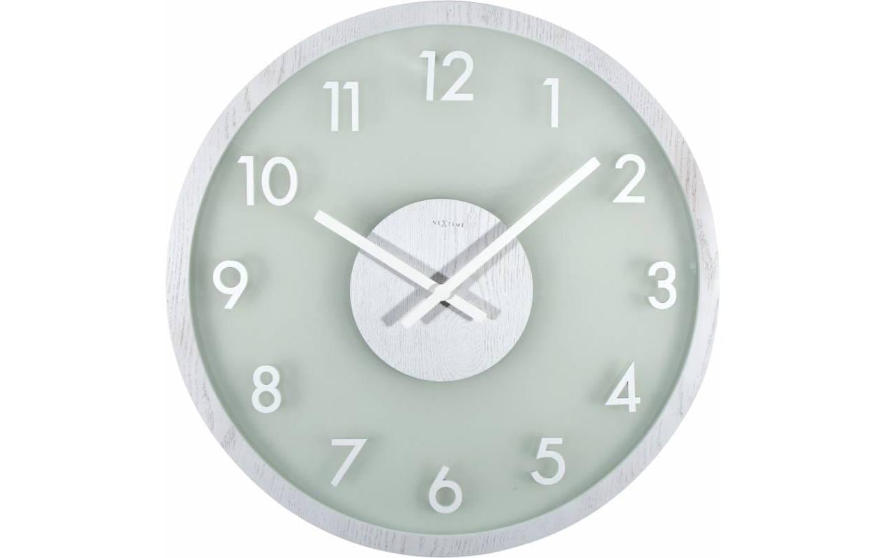 NeXtime Wanduhr Frosted Wood Ø 50 cm Grau/Weiss