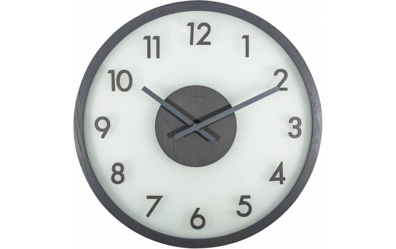 NeXtime Wanduhr Frosted Wood Ø 50 cm Grau/Weiss