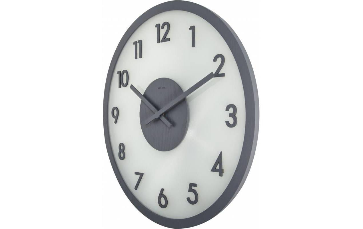 NeXtime Wanduhr Frosted Wood Ø 50 cm Grau/Weiss