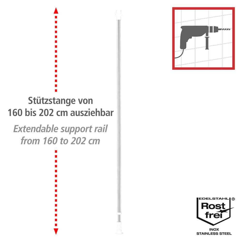 Teleskop-Garderoben-Set Edelstahl, 3-teilig verstellbar