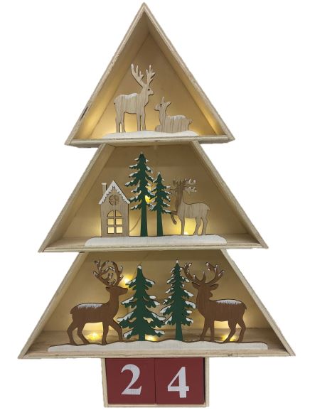 LED Tannenbaum Diorama mit Adventskalender und 10 LEDs