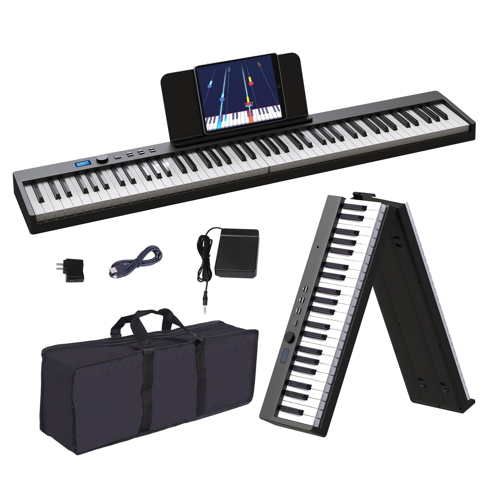 Tragbares Klappklavier mit 88 Tasten und integriertem USB-Midi