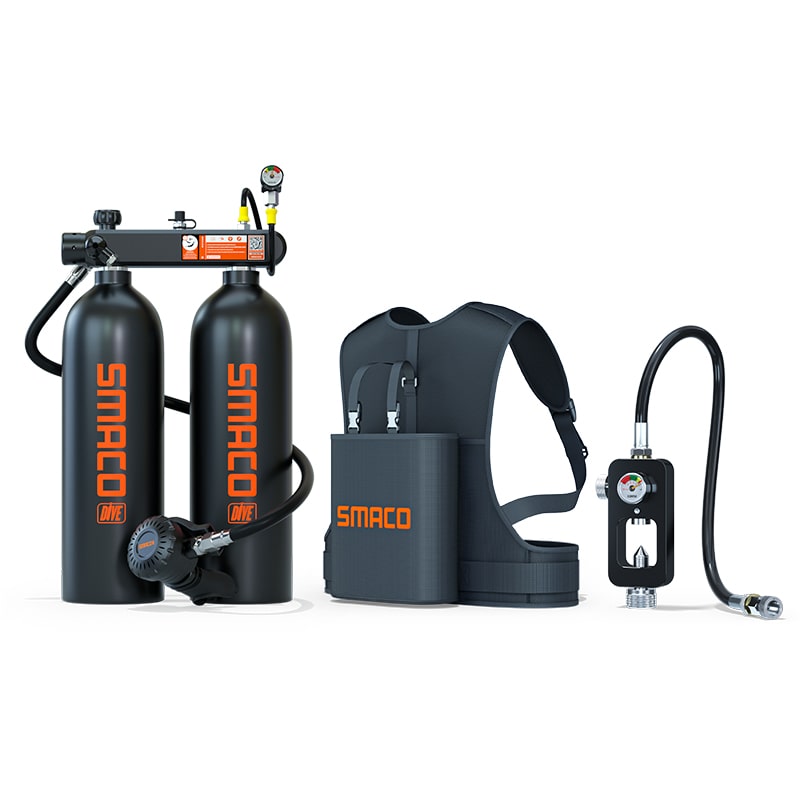 Smaco S700 MAX Doppelter Scuba Tauch Tank mit BackPro BCD für Unterwasser | Tauchausrüstung