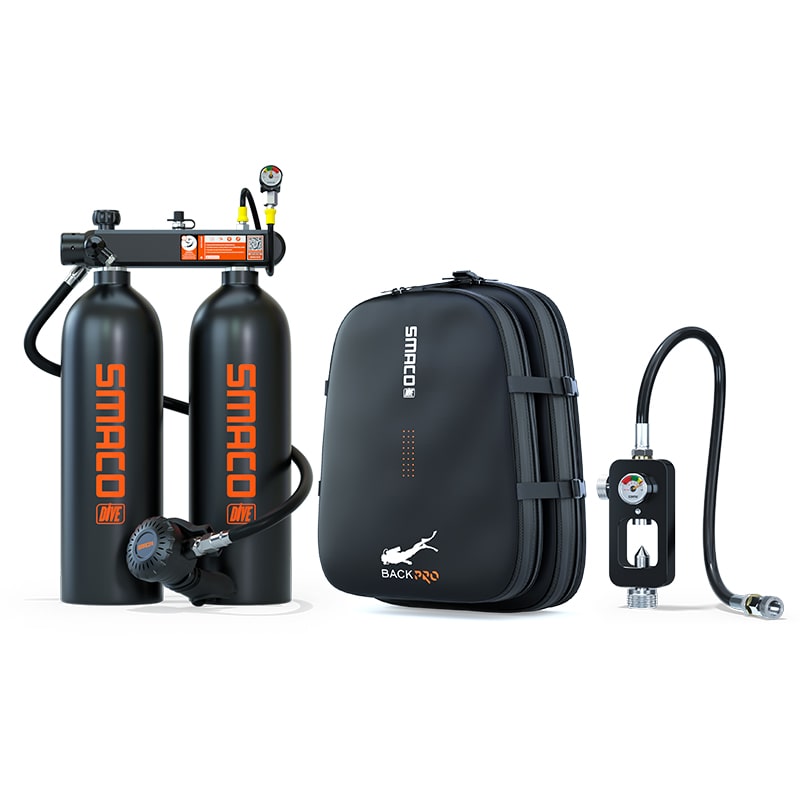 Smaco S700 MAX Doppelter Scuba Tauch Tank mit BackPro BCD für Unterwasser | Tauchausrüstung