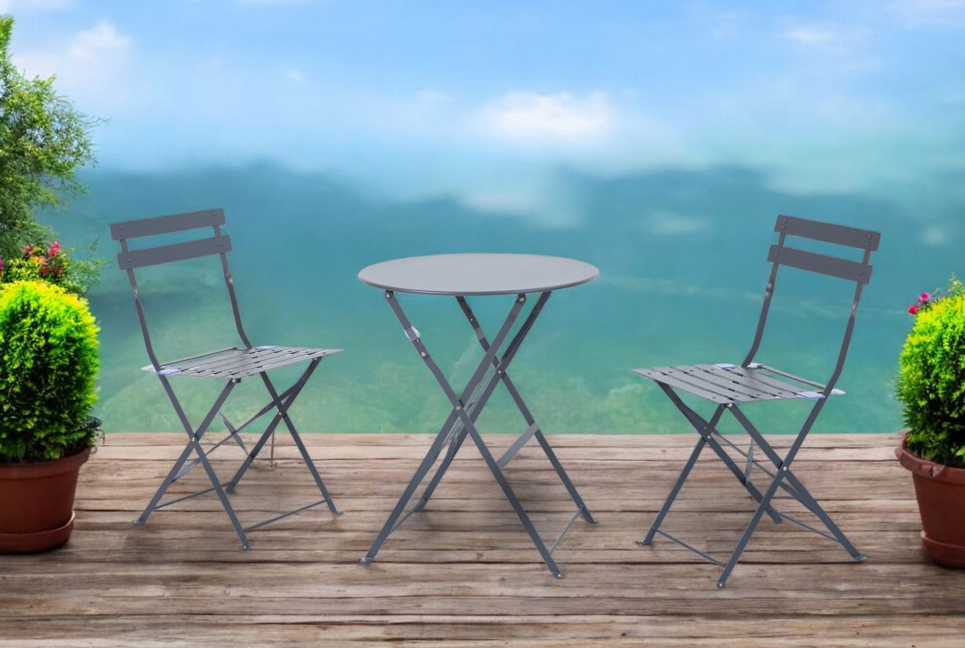 BISTRO SET 3-TEILIG – RUNDER TISCH MIT 2 STÜHLEN