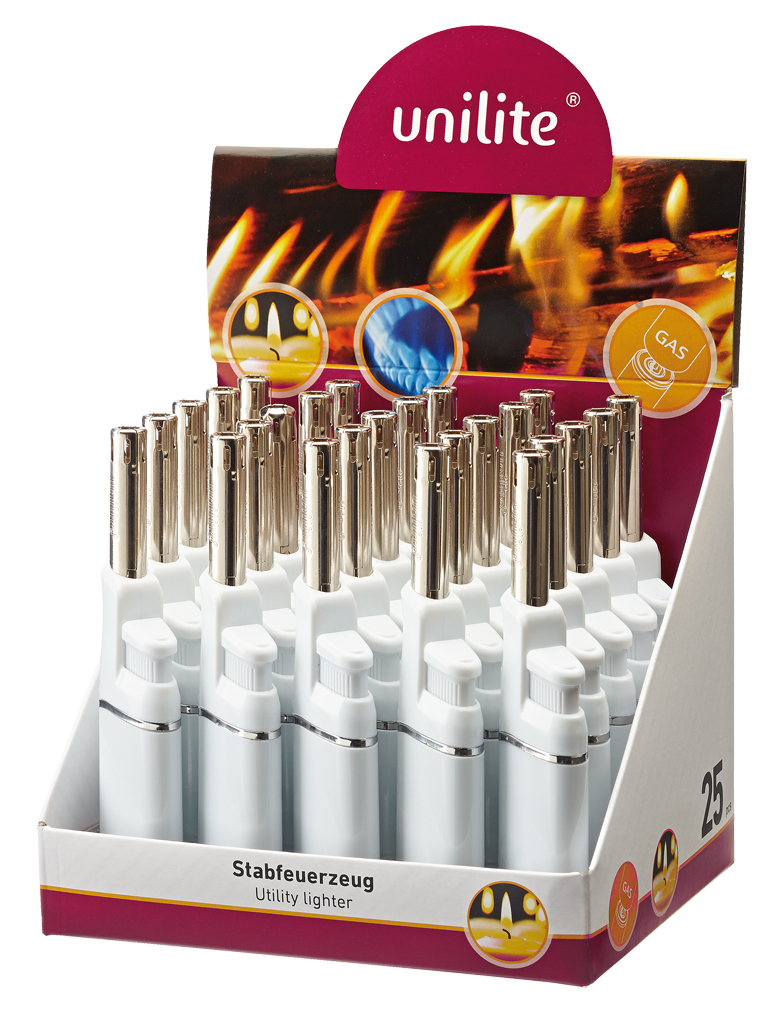 Stabfeuerzeug Unilite Bergamo HC White Chrome Tube